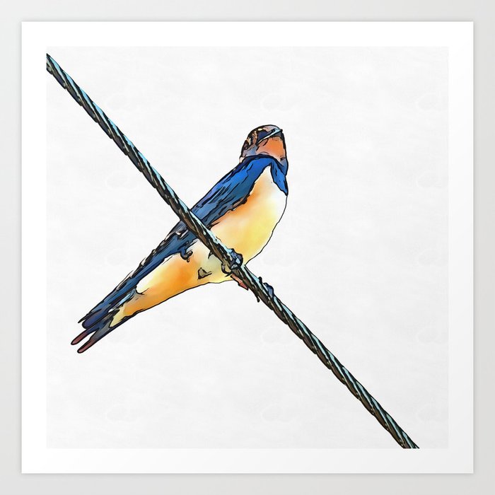 Swallow Bird On A Wire Art Print By Taiche Society6