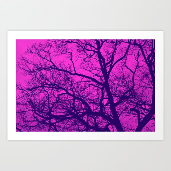 Pink and Blue Tree Art Print
