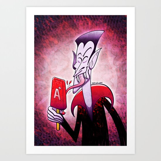 Dracula Licking a Blood Flavored Popsicle Art Print
