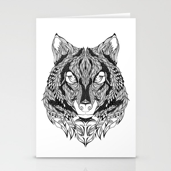 photo Zentangle Wolf Head wolf head psychedelic zentangle style stationery cards by dianafinchart