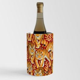 The Hunt - Golden Orange Tigers on Crimson Red Wine Chiller