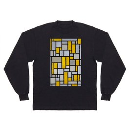 Piet Mondrian (Dutch, 1872-1944) - Title: COMPOSITION WITH GRID 1 - Date: 1918 - Style: De Stijl (Neoplasticism) - Genre: Abstract, Geometric Abstraction - Medium: Oil on canvas - Digitally Enhanced Version (2000 dpi) - Long Sleeve T-shirt