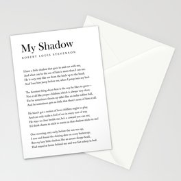 My Shadow - Robert Louis Stevenson Poem - Literature - Typography Print 1 Stationery Card