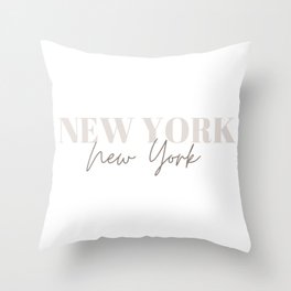 New York New York Taupe Throw Pillow