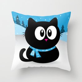 Winter Kitty Throw Pillow