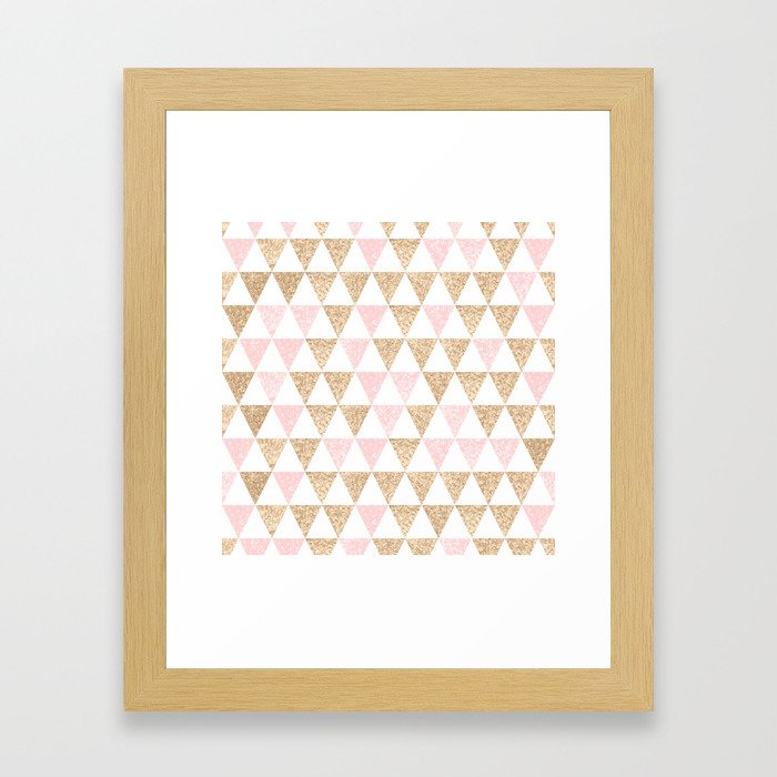 Pink & Gold Geometric Pattern Framed Art Print