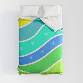 Kid Color Abstract Wave With Star and Love Comforter