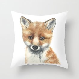 Fox watercolor drawing Throw Pillow