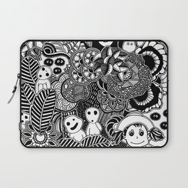 Ghibli  inspired black and white doodle art Laptop Sleeve