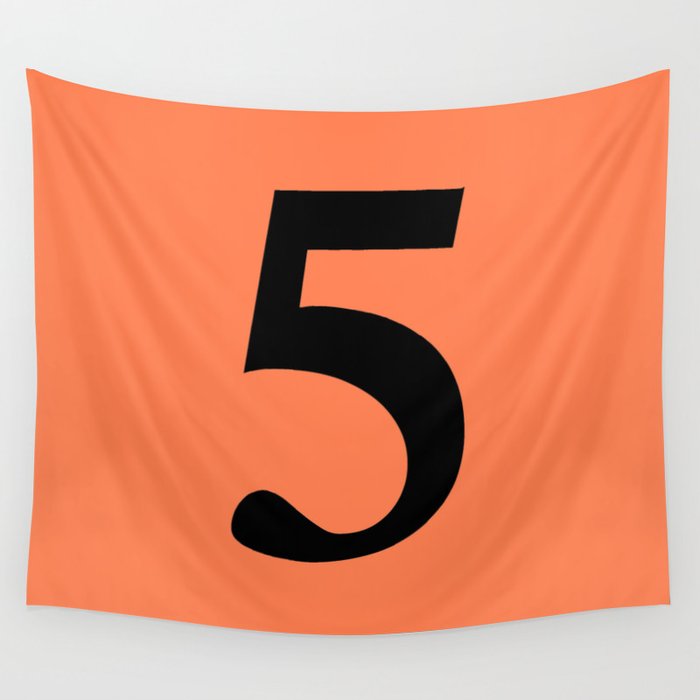 5 (BLACK & CORAL NUMBERS) Wall Tapestry