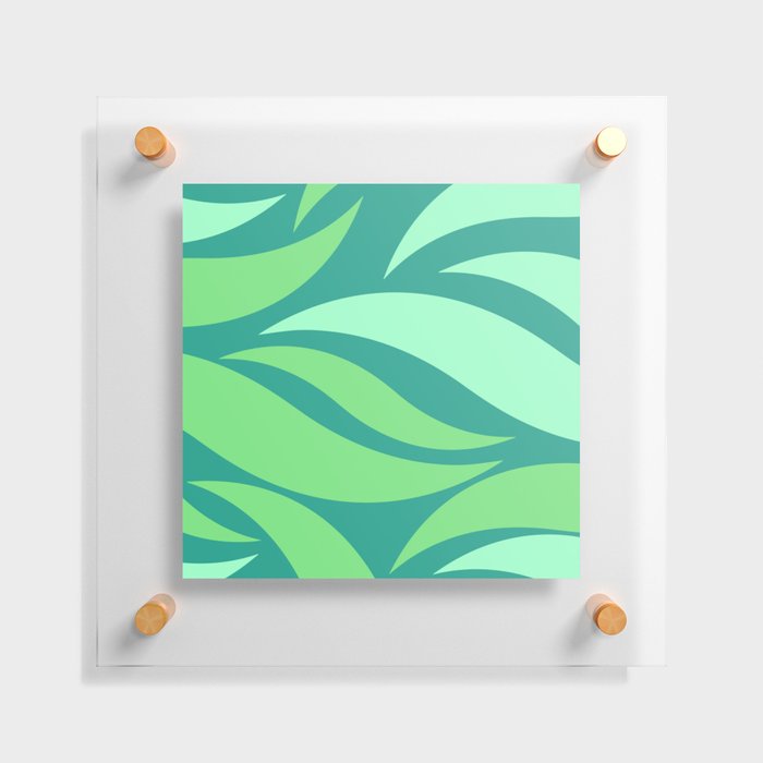 Luxury abstract ocean waves minimal pattern - Magic Mint and Pastel Green Floating Acrylic Print