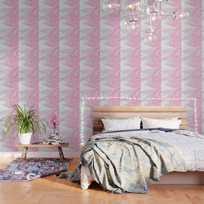 Pink & White Liquid Marble Wallpaper by NewburyBoutique Society6