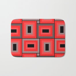 Mid-Century Modern Reddish-Orange, Black, And Gray Pattern Bath Mat | Mid Centurymodern, Graphicdesign, Redblackpattern 