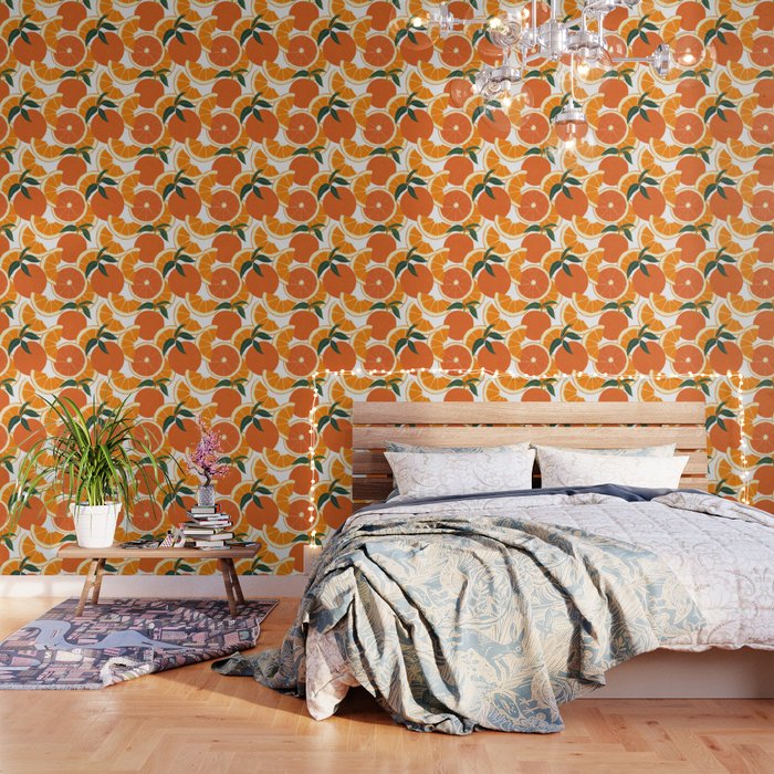 Orange Harvest - White Wallpaper