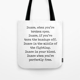 Rumi Quote 03 - Dance when you're perfectly free - Typewriter Print Tote Bag