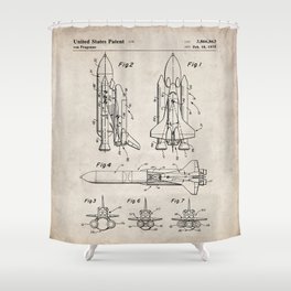 Nasa Space Shuttle Patent - Nasa Shuttle Art - Antique Shower Curtain