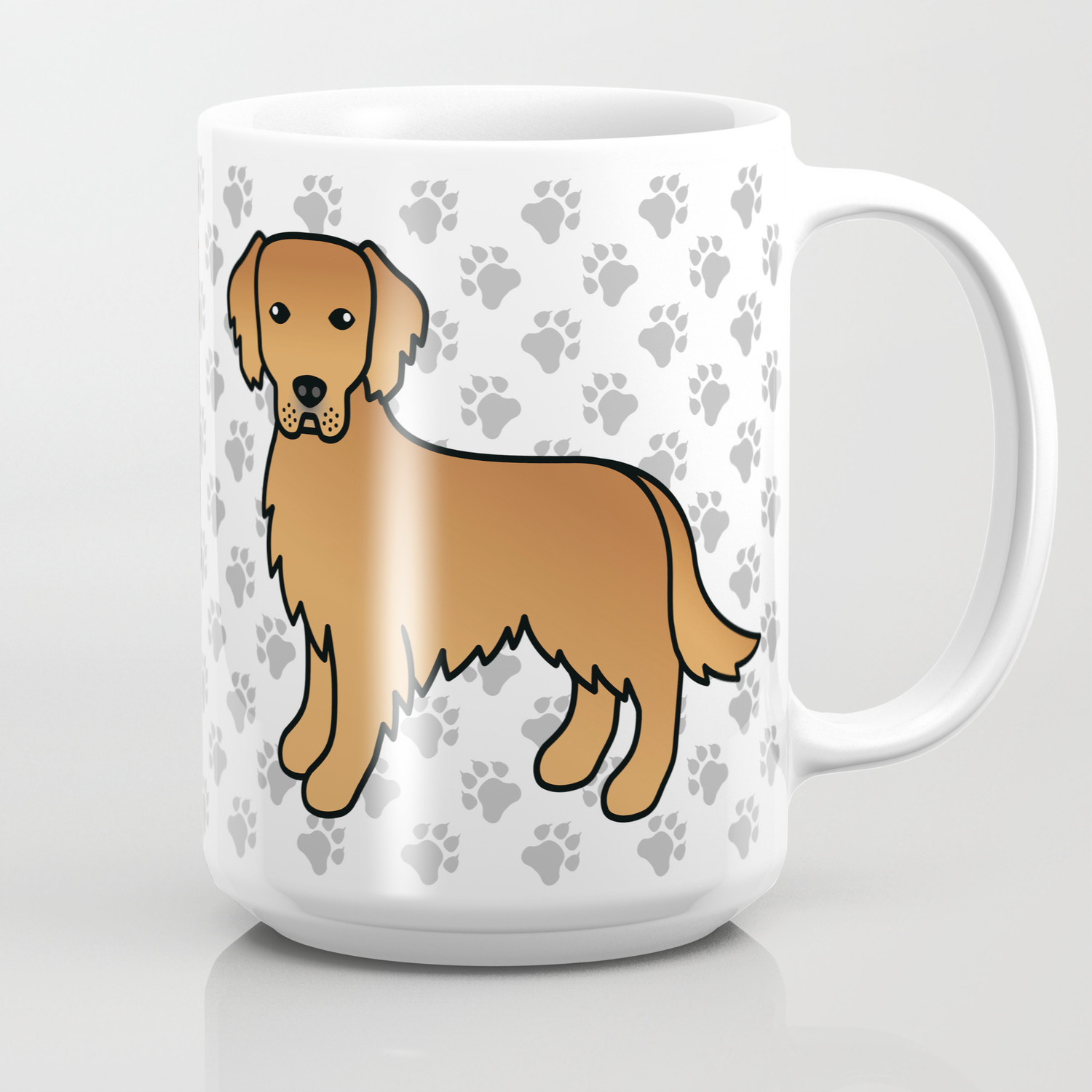 Red Golden Retriever Breed Dog Cute Cartoon Illustration Coffee