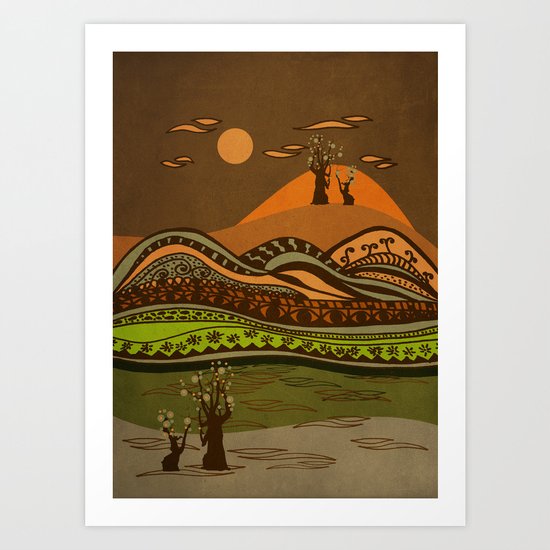 psychedelic mountains Art Print