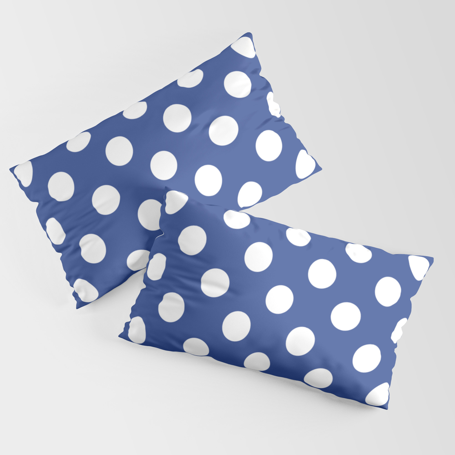 Dark Cornflower Blue Blue White Polka Dots Pois Pattern Pillow Sham By Make It Colorful Society6