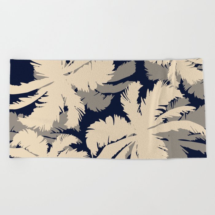 Palm Trees Navy Beach Towel