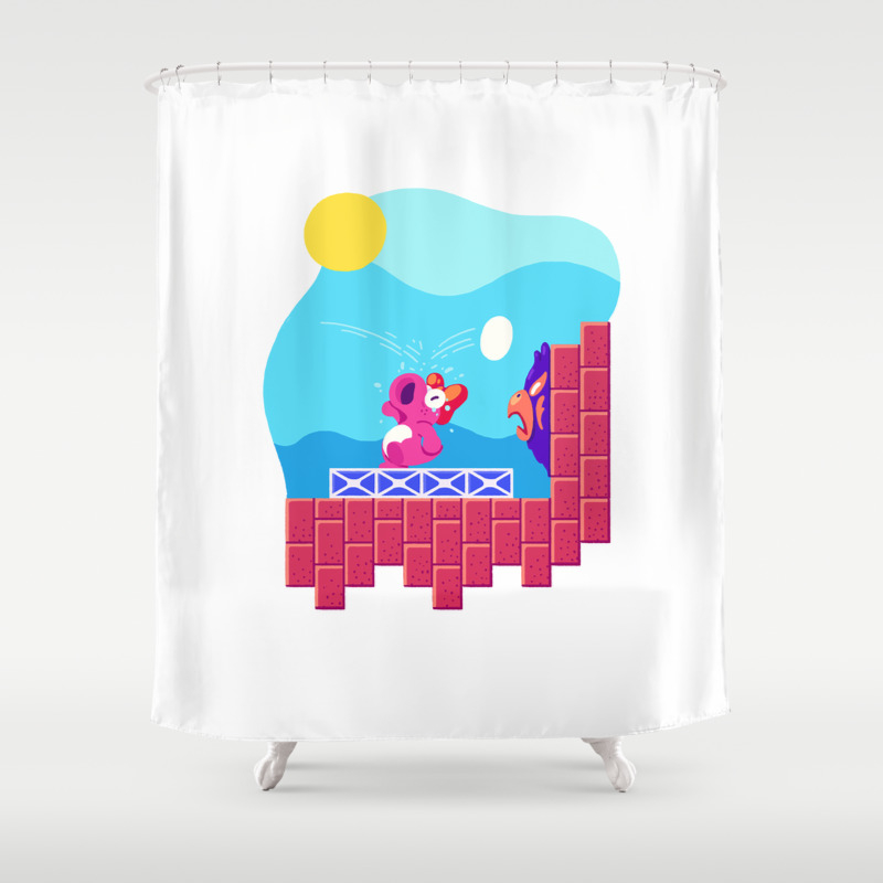 Teeny Tiny Worlds Super Mario Bros 2 Birdo Shower Curtain By