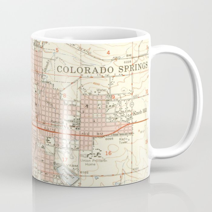 Vintage Map of Colorado Springs CO (1951) Coffee Mug