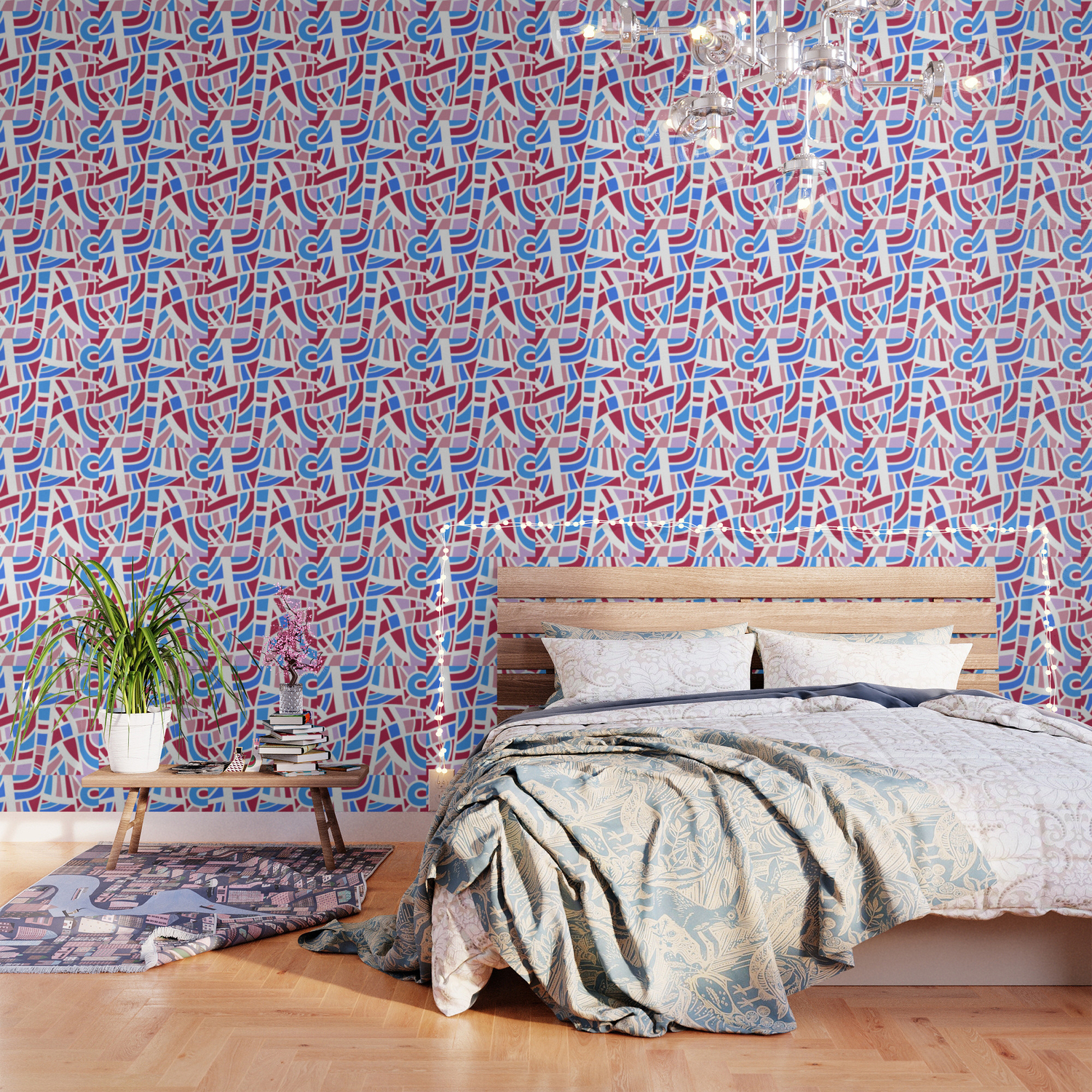 Broken Pink And Blue Abstract Wallpaper By Createdprototype Society6
