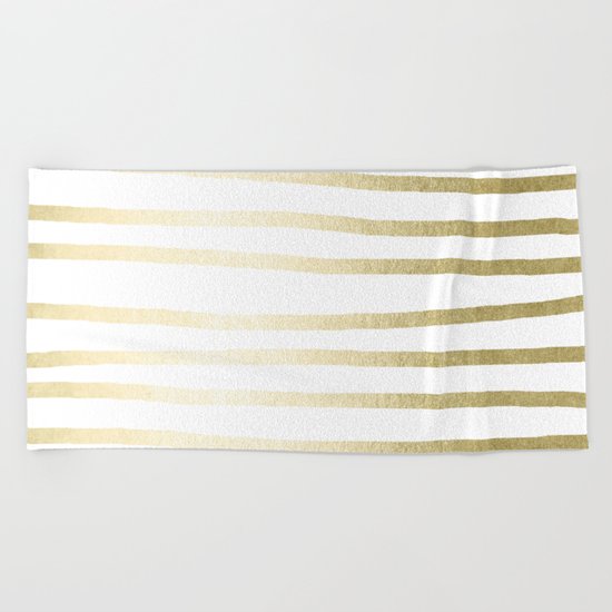 Simply Drawn Stripes Gilded Palace Gold Beach Towel