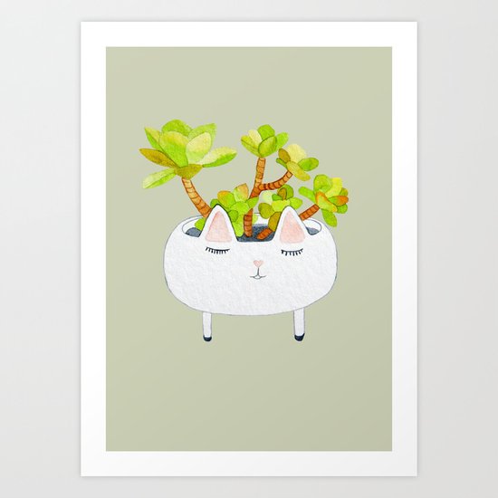 Kawaii succulents Art Print