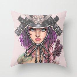 Samurai Girl Throw Pillow