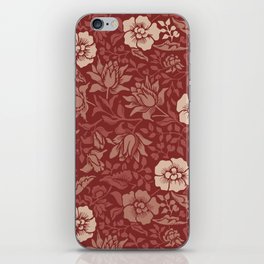 Arts and Crafts Inspired Floral Pattern Red iPhone Skin
