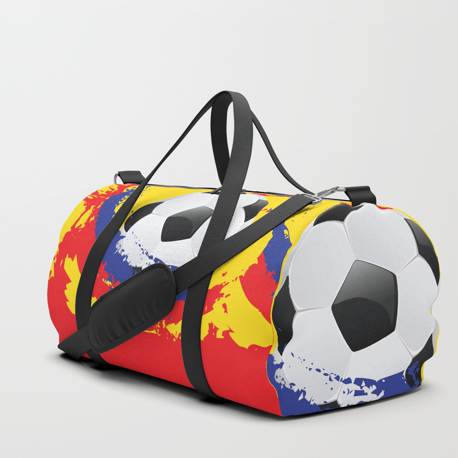 Football Ball And Red Blue And Yellow Strokes Duffle Bag By