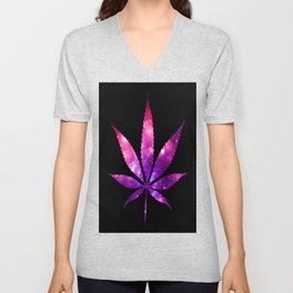 Weed : High Times fuchsia Pink Purple Galaxy V Neck T Shirt