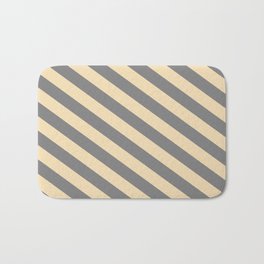 [ Thumbnail: Grey & Tan Colored Lines Pattern Bath Mat ]