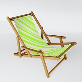 [ Thumbnail: Beige & Light Green Colored Lines Pattern Sling Chair ]