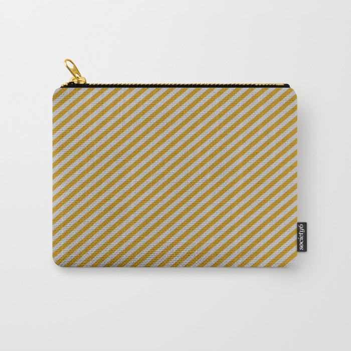 Grey & Dark Goldenrod Colored Lined Pattern Carry-All Pouch