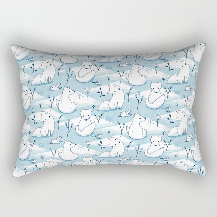 Arctic Fox - Blue Rectangular Pillow
