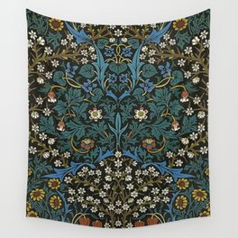 William Morris Vintage Blackthorn Green Blue 1892 Wall Tapestry