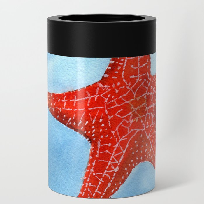 Starfish Watercolor Art Can Cooler