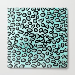Sky Blue Leopard Background Pattern Metal Print