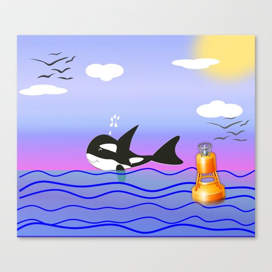 Happy Orca in the Ocean Canvas Print