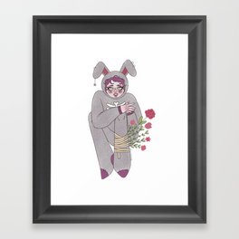 Sleepy Bunny Girl  Framed Art Print