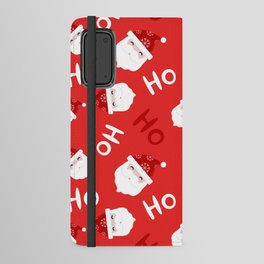 Christmas Pattern Red Cute Santa Laugh Android Wallet Case
