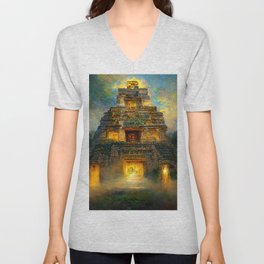 Ancient Mayan Temple V Neck T Shirt