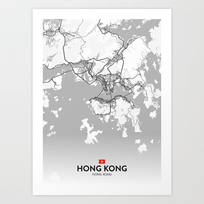 Hong Kong, Hong Kong - Light City Map Art Print