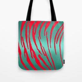 Metallic Tiger Stripes Green Red Tote Bag