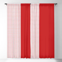 Mid-Century Stripes and Squares Matte Red White Blackout Curtain
