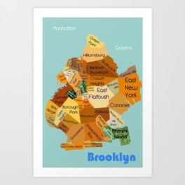 Brooklyn map Art Print