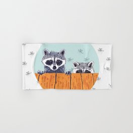 Peeking Raccoons #3 White Pallet Hand & Bath Towel