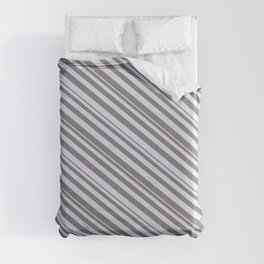 [ Thumbnail: Grey & Lavender Colored Striped Pattern Duvet Cover ]